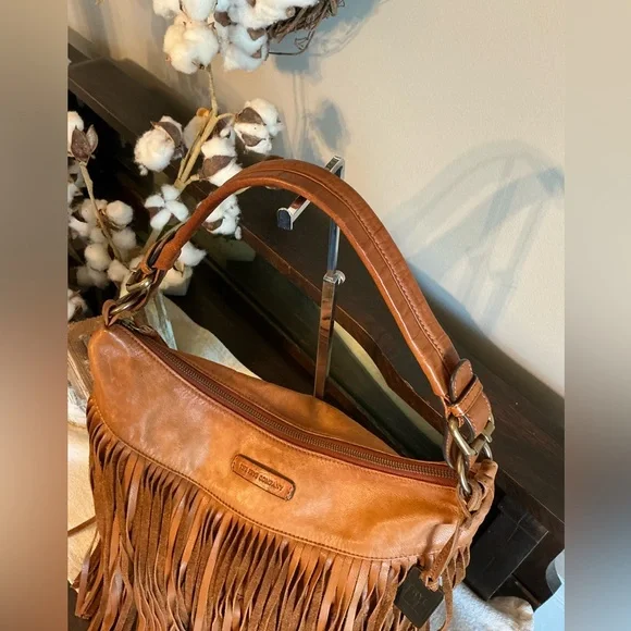 Frye Heidi Leather Fringe Hobo Shoulder Bag Cognac Brown Retail $458 - Picture 5 of 12